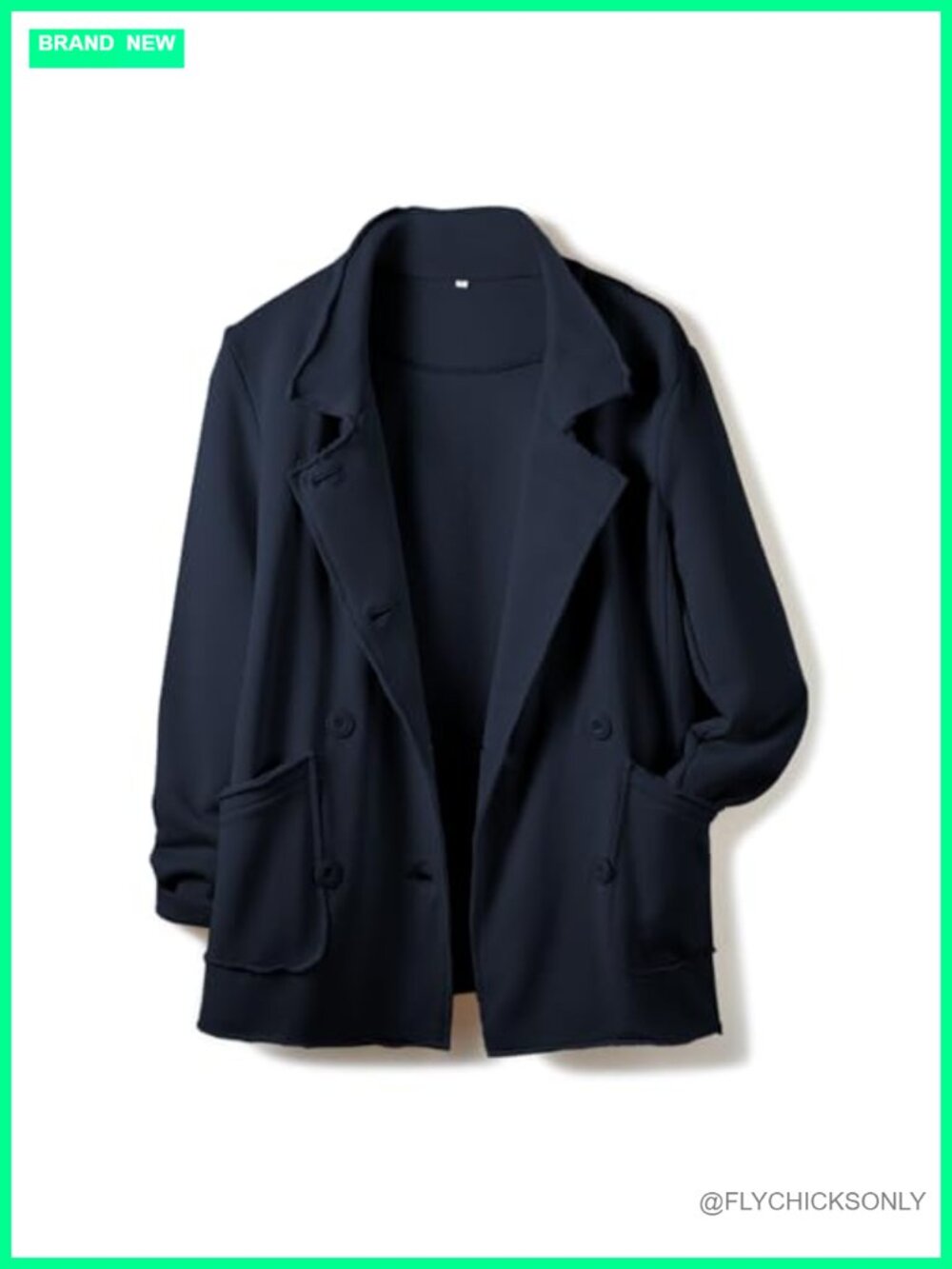 Womens Double Breasted Pea Coat Relaxed Fit Notch Lapel Button Up